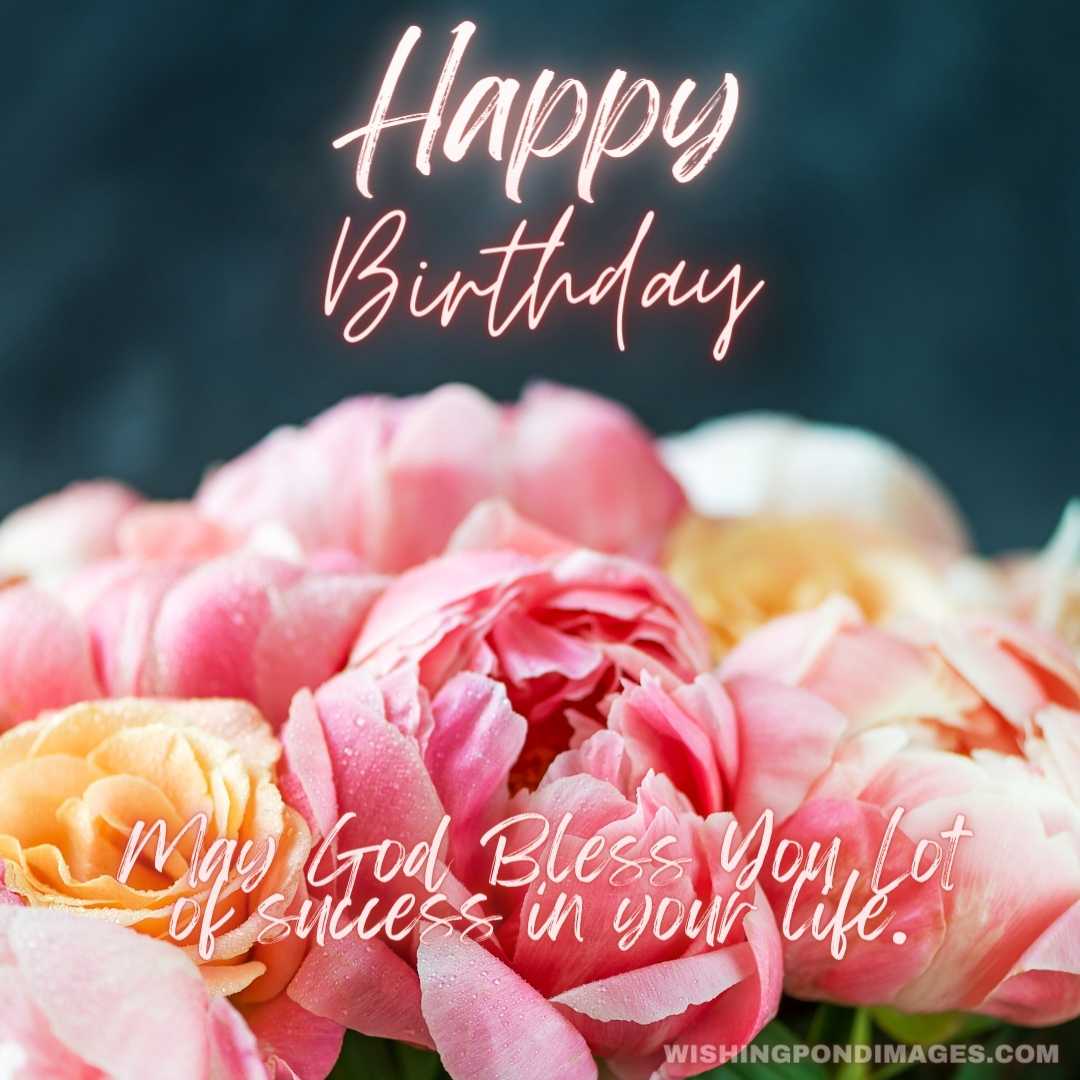 Fresh bunch of pink peonies and roses - Happy Birthday Flower Images